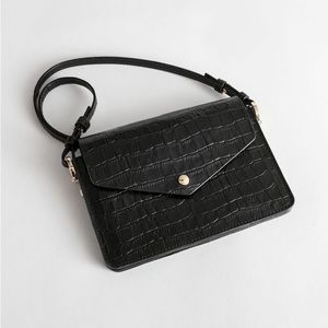 & Other Stories Snake Embossed Leather Envelope Bag